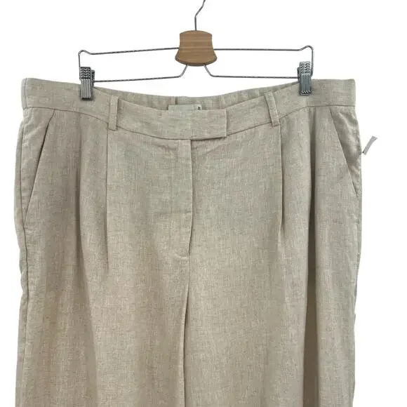 Abercrombie & Fitch Sloane Trouser Pants Linen Blend Khaki Tan Beige Size 34 18R - Picture 3 of 14